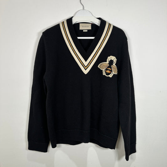 Gucci Knit Bee Embellishment V-Neck Knit Sweater Size XL