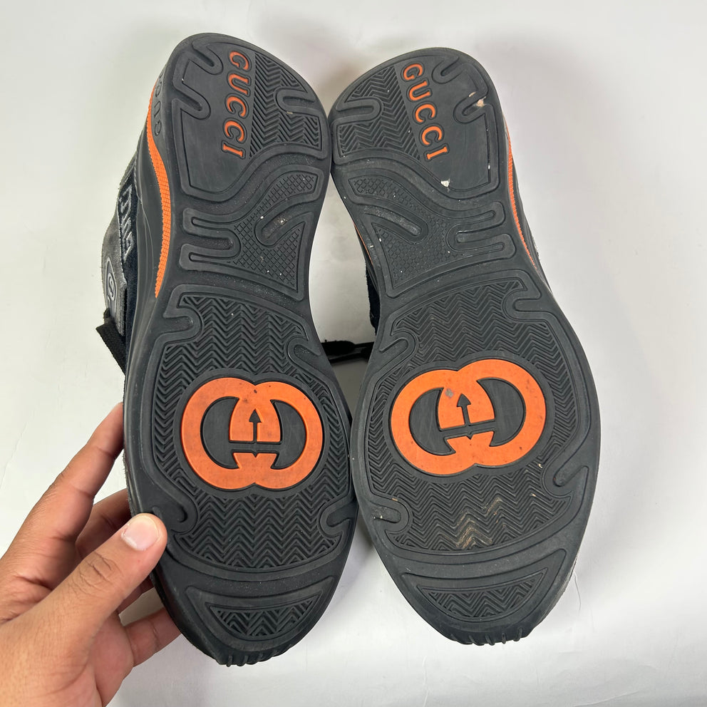 Gucci Black/Orange Suede Ultrapace Sneaker Size GG 11.5