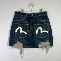 Evisu Seagull-Print Multi Pocket Denim Skirt