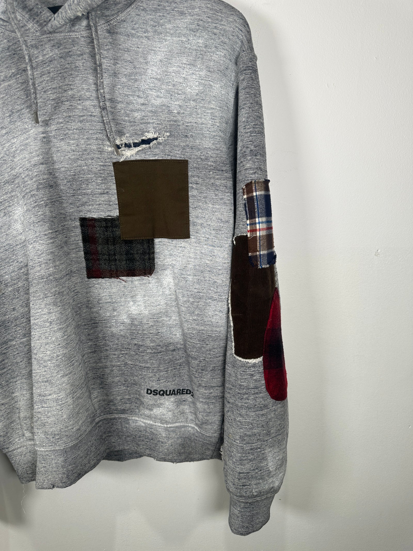 DSQUARED2 Grey Patchwork Hoodie Size S