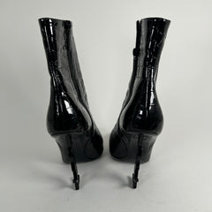 Saint Laurent Black Croc Embossed 'Opyum'  Ankle Boot Size 40