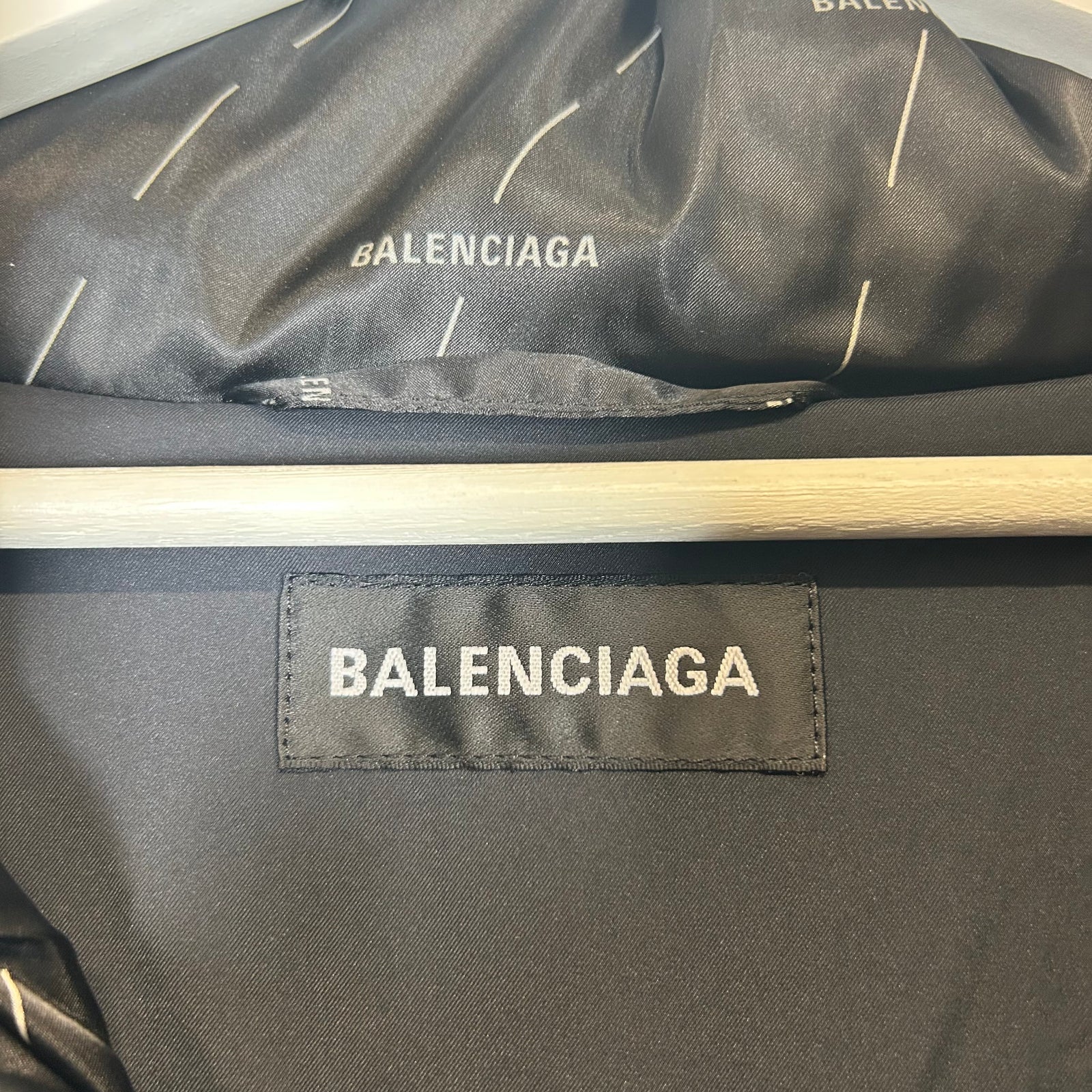 Balenciaga Black/Grey All Over Logo Puffer Jacket Size 54
