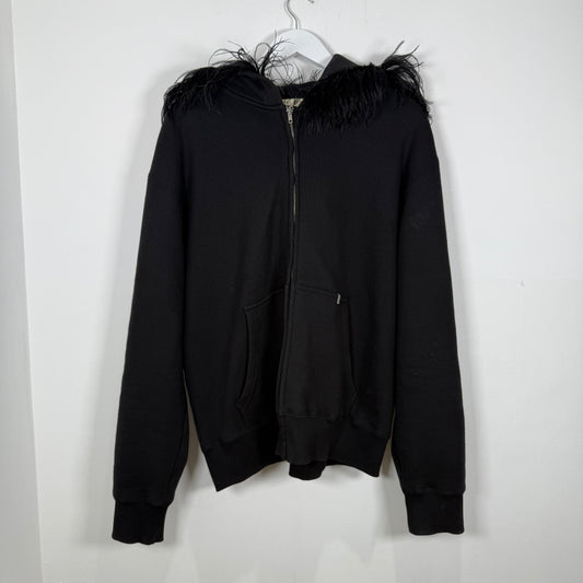 1017 Alyx 9SM Black Fur Hair Zip-Up Hoodie Size L