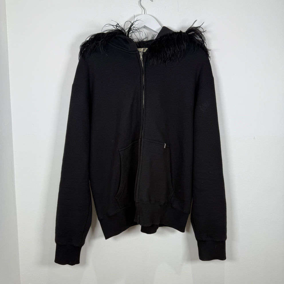 1017 Alyx 9SM Black Fur Hair Zip-Up Hoodie Size L