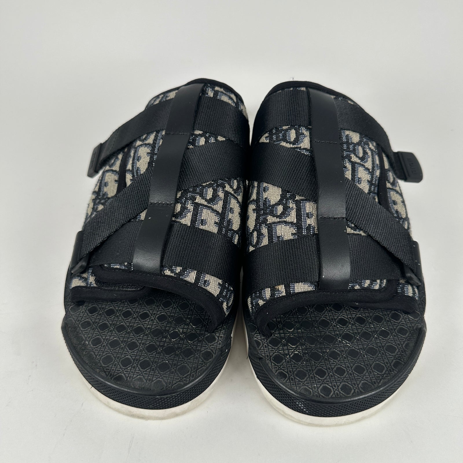 Dior Alpha Beige And Black Oblique Sandals Size 45