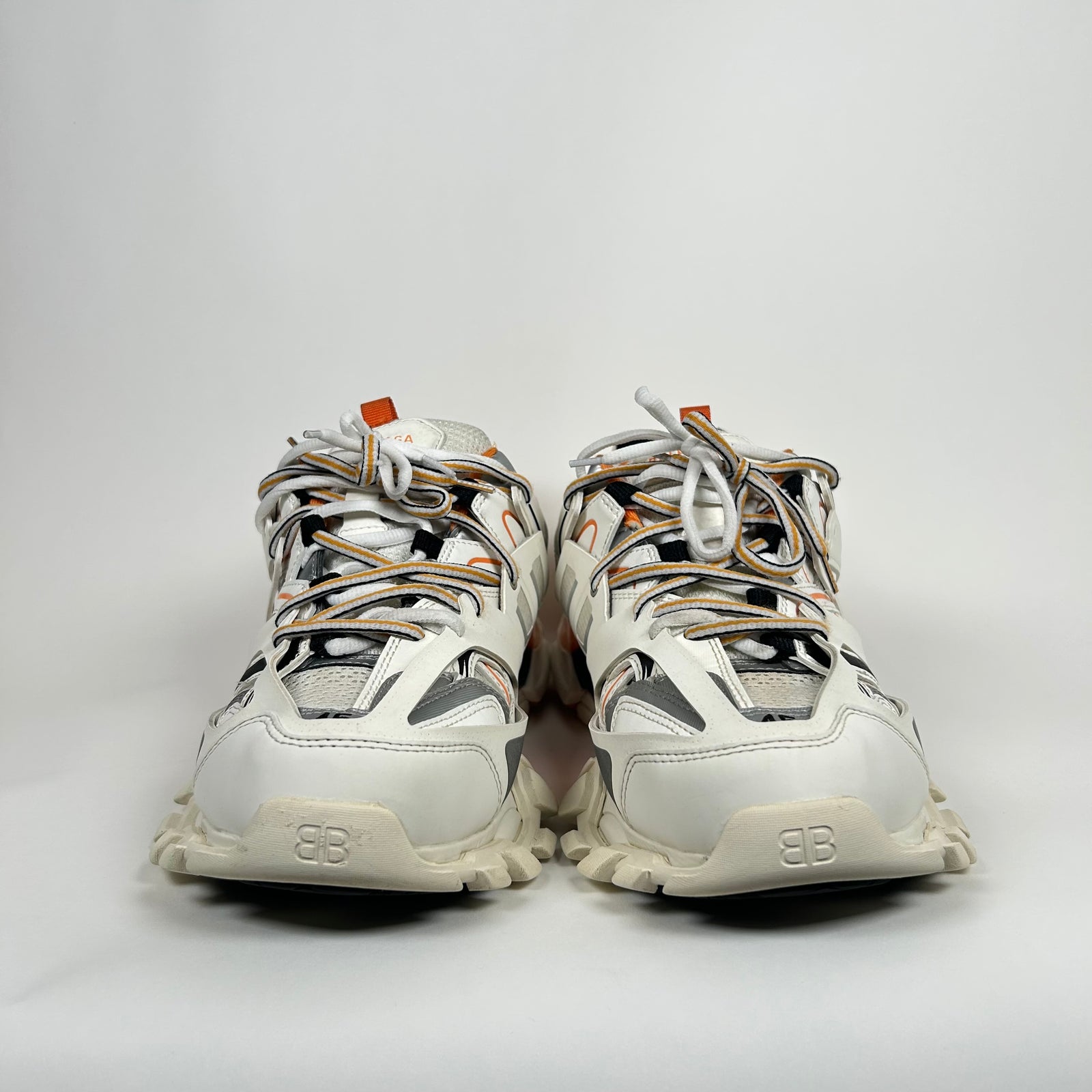 Balenciaga White/Orange Track Sneakers Size 45