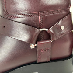 Burberry Saddle Harness Burgundy Leather Boots Size 42