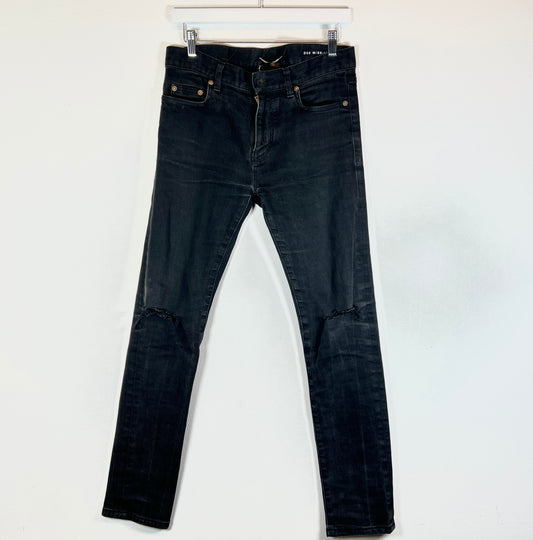 Saint Laurent Black Knife Cut D02 Jeans Size 29
