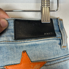 Amiri Chemist Orange Star Patch Jeans Size 31