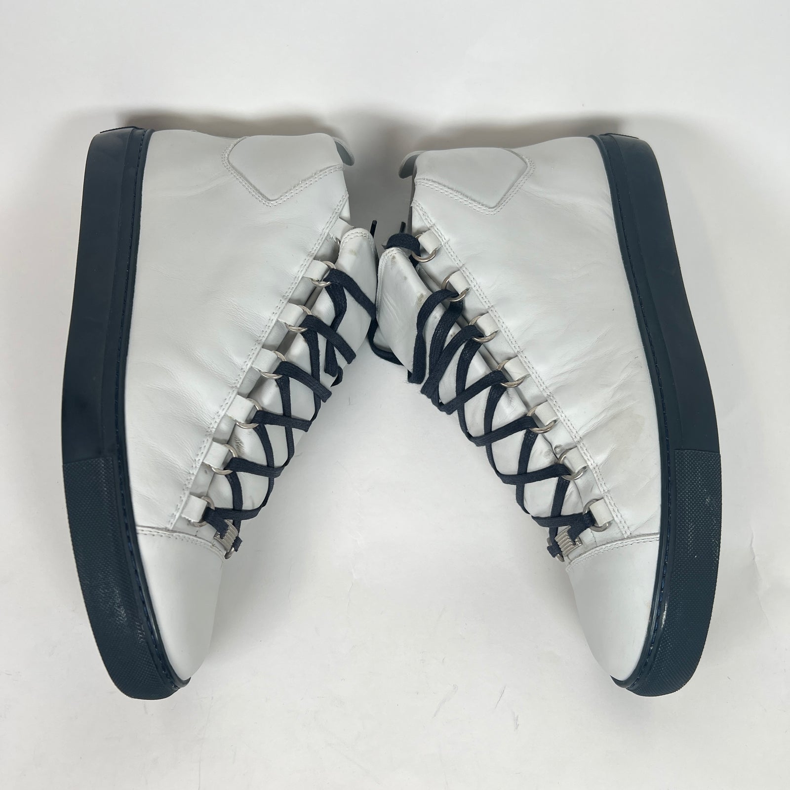 Balenciaga White/Navy High-Top Arena Sneaker Size 44