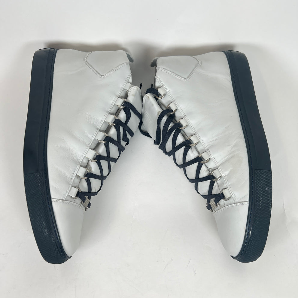 Balenciaga White/Navy High-Top Arena Sneaker Size 44