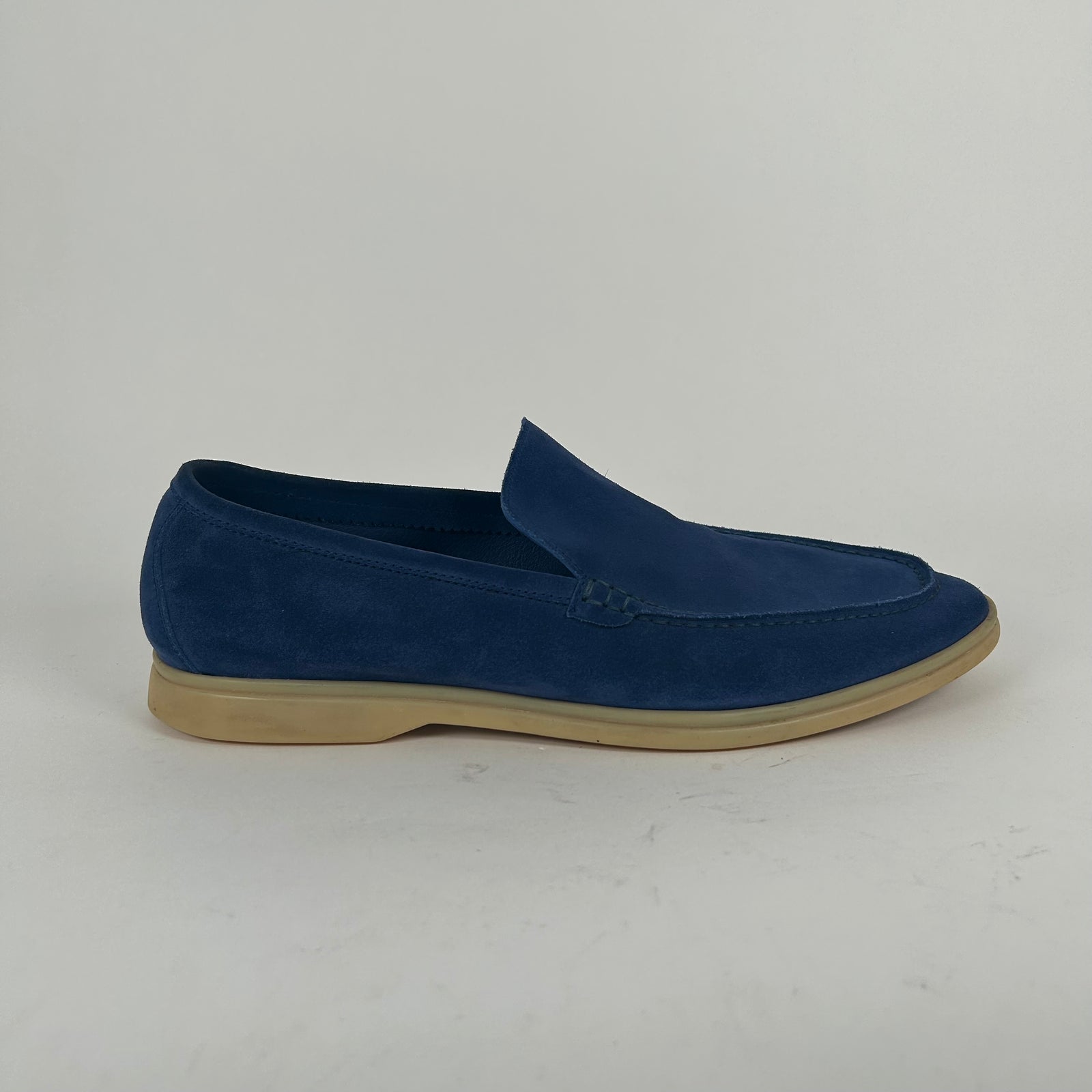 Loro Piana Blue Summer Walk Suede Loafers Size 46
