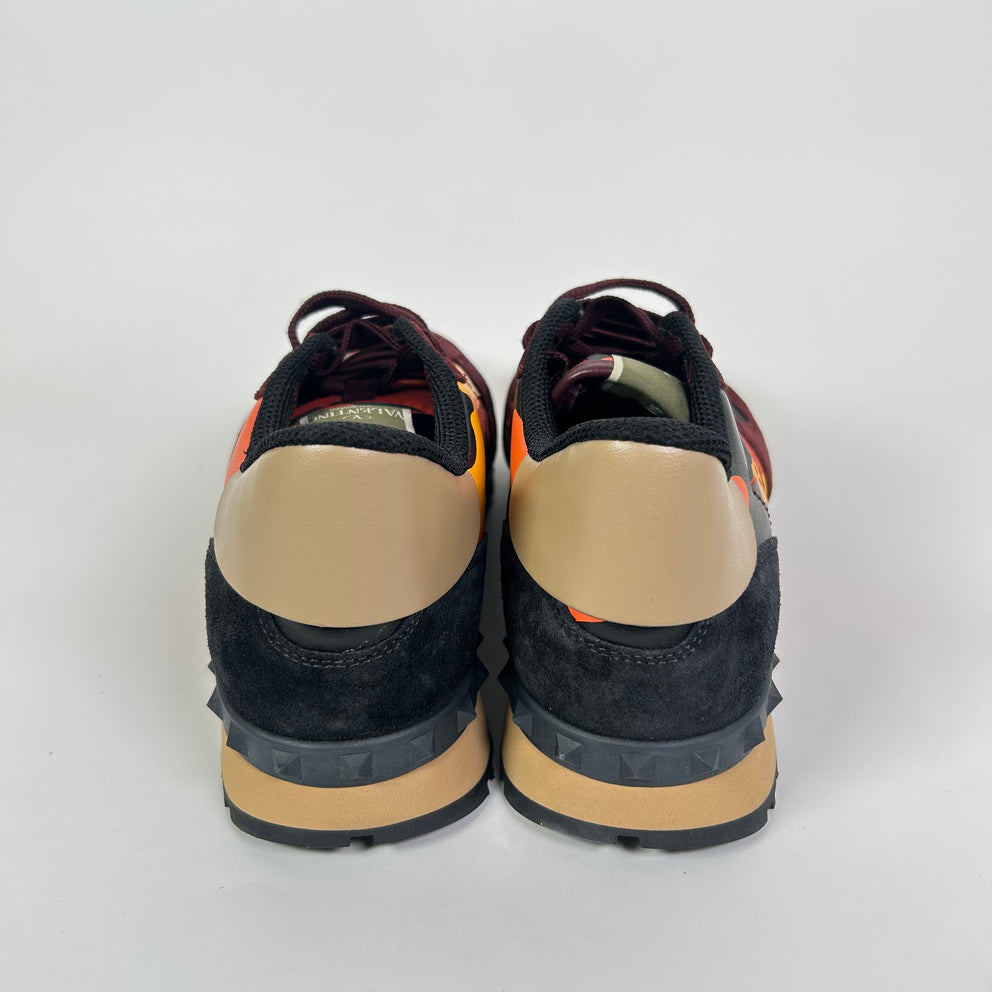 Valentino Burgundy Camo Rockrunner Sneakers