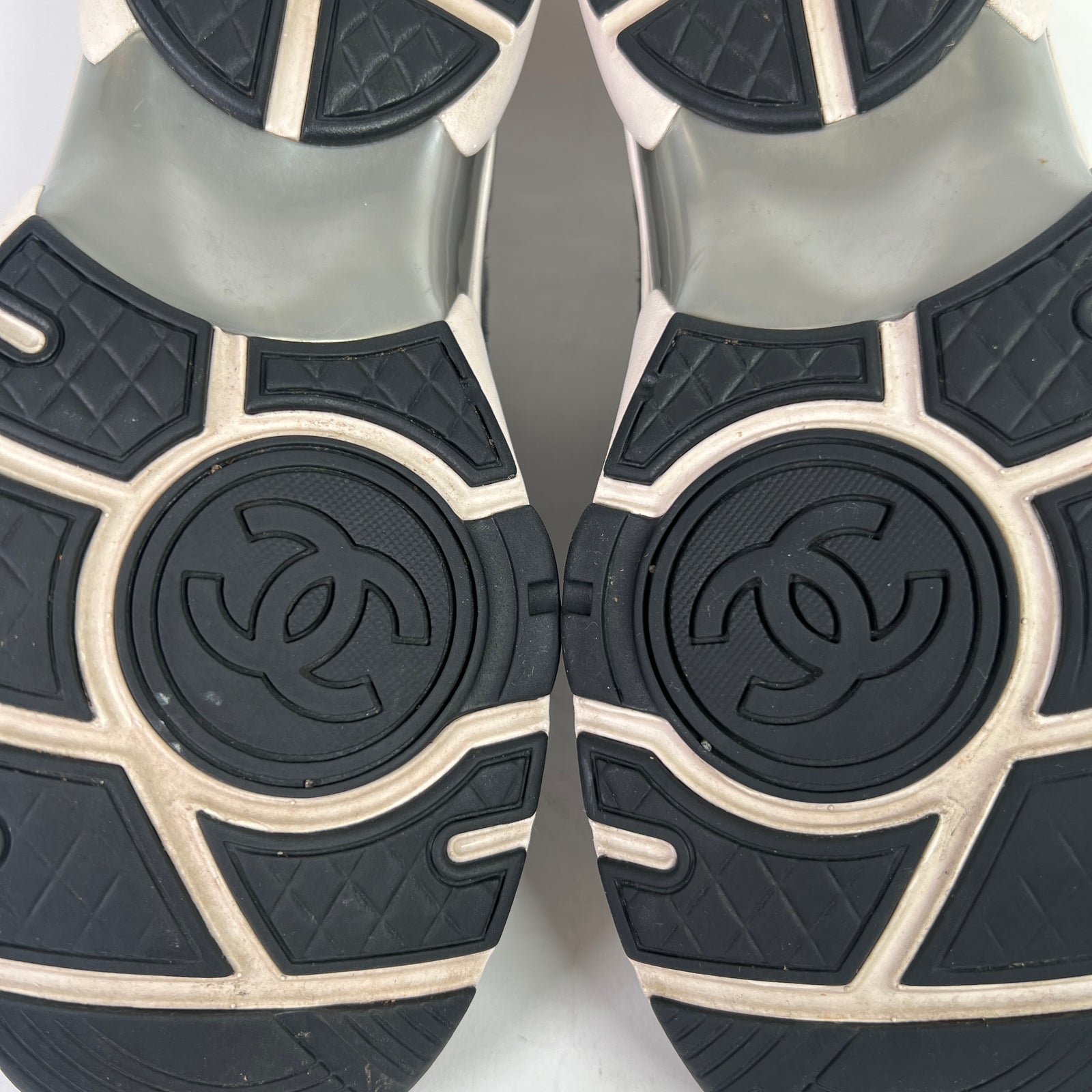 Chanel Grey/Pink Interlocking CC Runners
