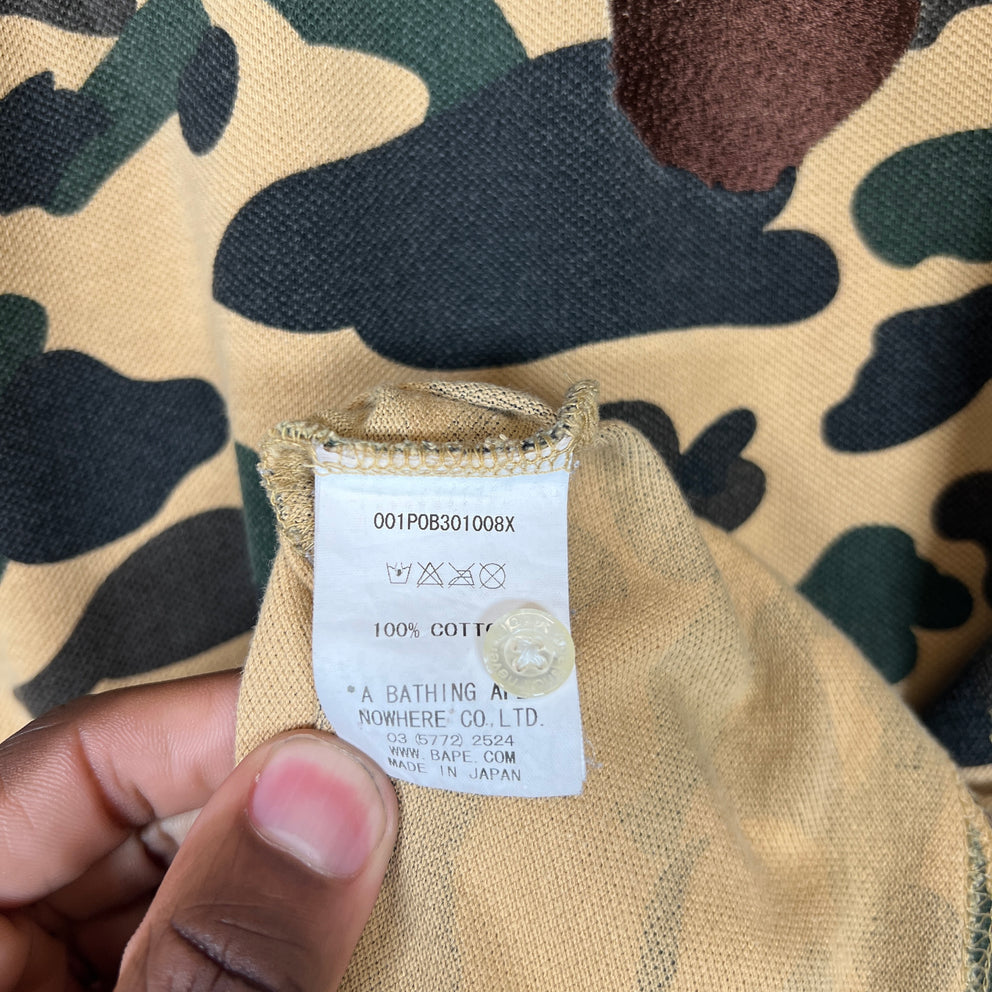 Bape Camo Ape Head Polo Shirt Size L