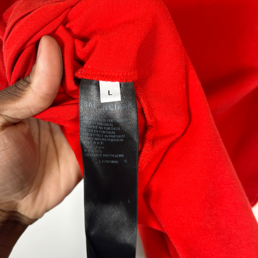 Balenciaga Red Sporty B Shrunken Tee Size L