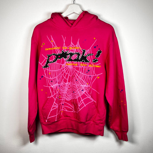 Sp5der Pink Web Hoodie Size S