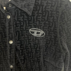 Diesel Black Monogram Pattern Chenille Shirt Size M
