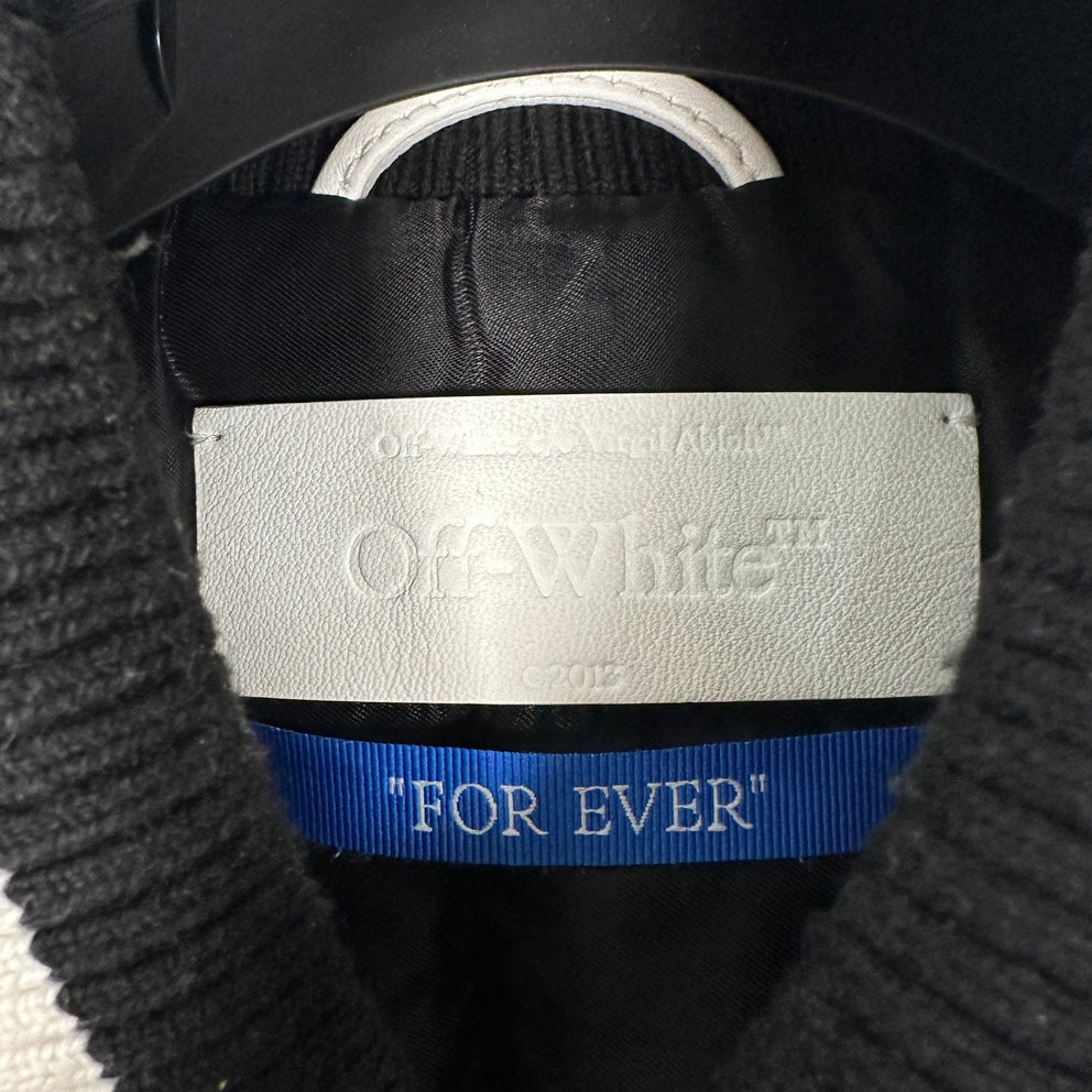 Off-White Black 'OW' Patched Varsity Jacket Size M