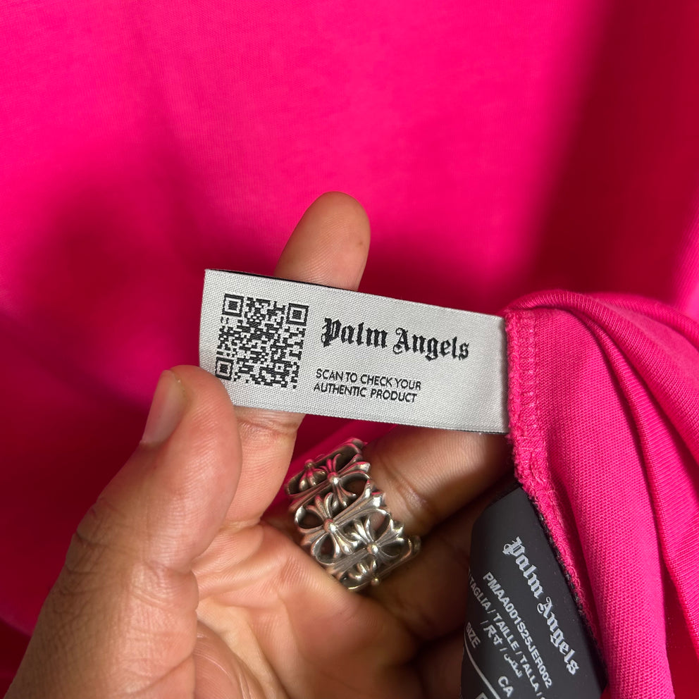 Palm Angels Pink Flame Neck Logo T-Shirt