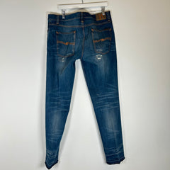 Nudie Jeans Lightwash Straight-Leg Distressed Jeans Size 38