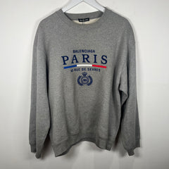 Balenciaga Paris Embroidered Grey Crewneck Size L