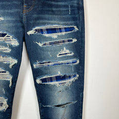 Amiri Blue Plaid Thrasher Jeans Size 38