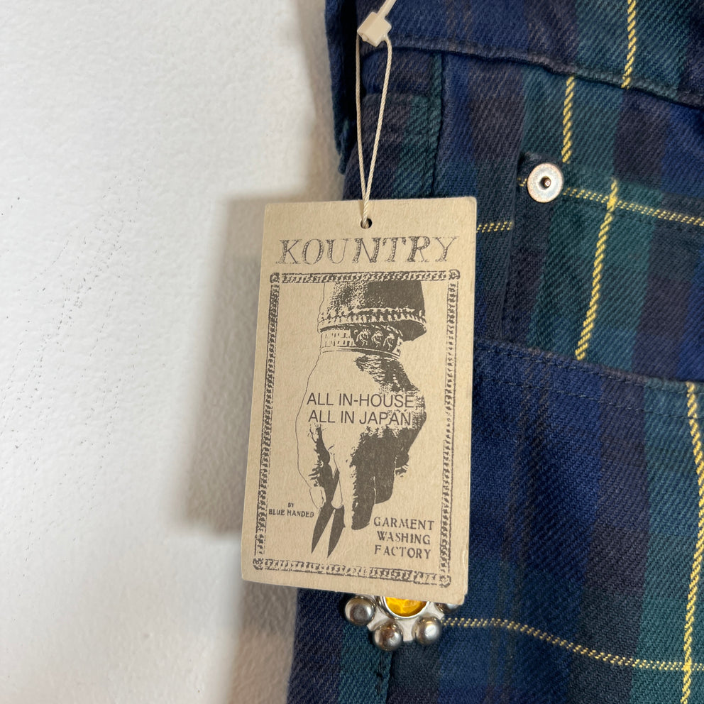 Kapital Tartan Check Monkey Cisco Studded Jeans Size 28