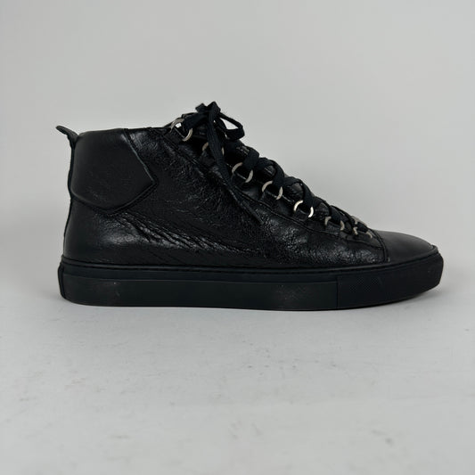 Balenciaga Black Leather 'Arena' Hightop Sneaker Size 9