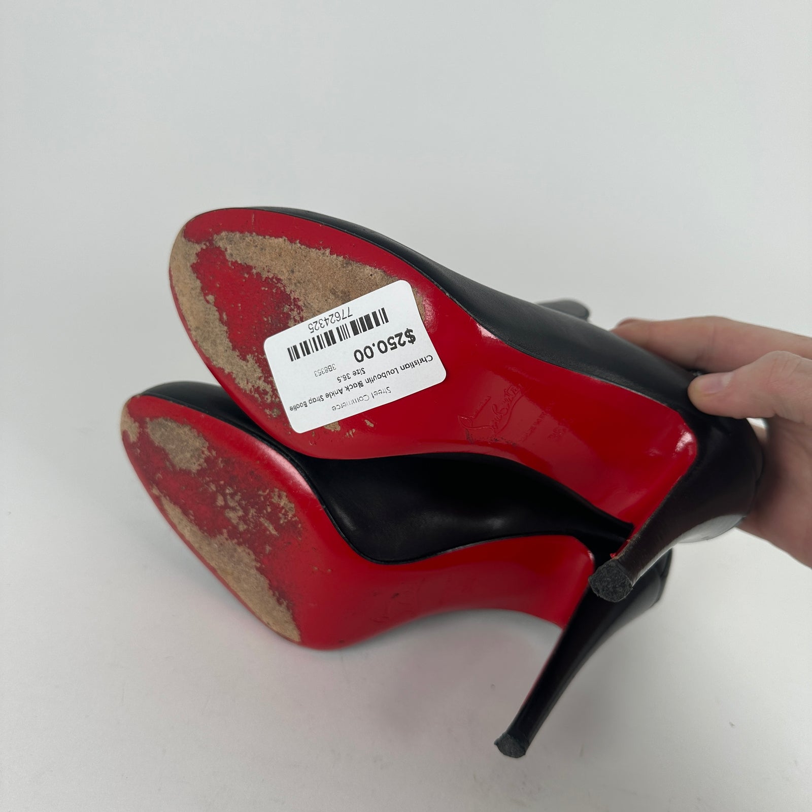 Christian Louboutin Black Ankle Strap Bootie Size 36.5