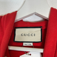 Gucci Red Vertical Logo Hoodie Size S