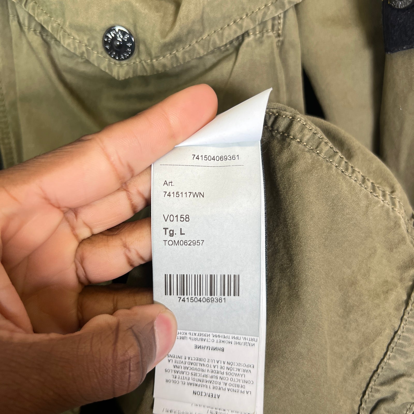 Stone Island Olive Garment Dyed Zip Overshirt Size L