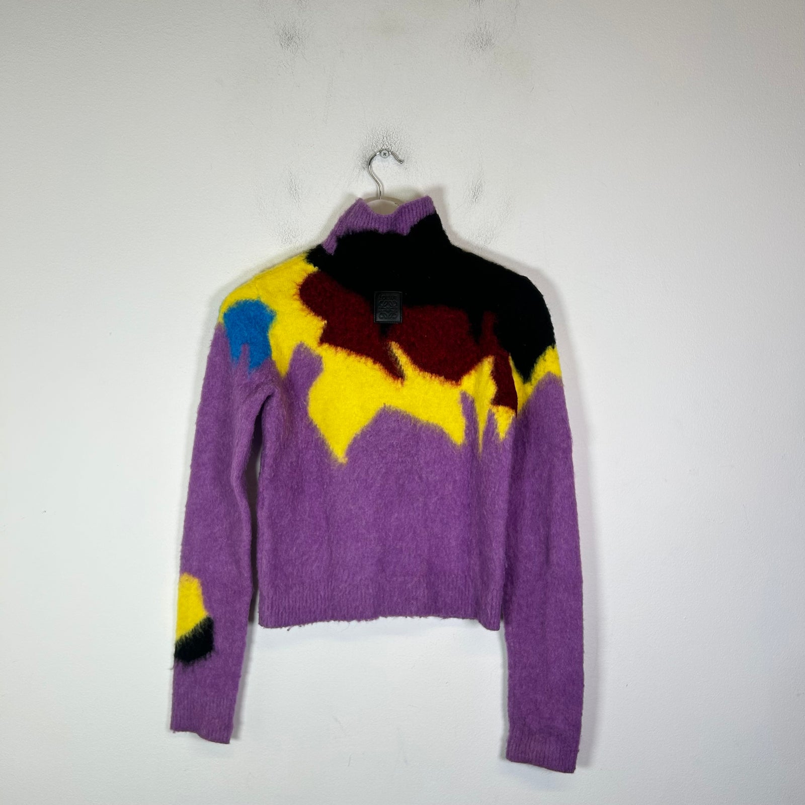 Loewe Multicolor High-Neck Intarsia Knit Sweater Size XS