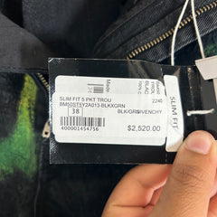 Givenchy Green Painted Distressed Jeans Size 38