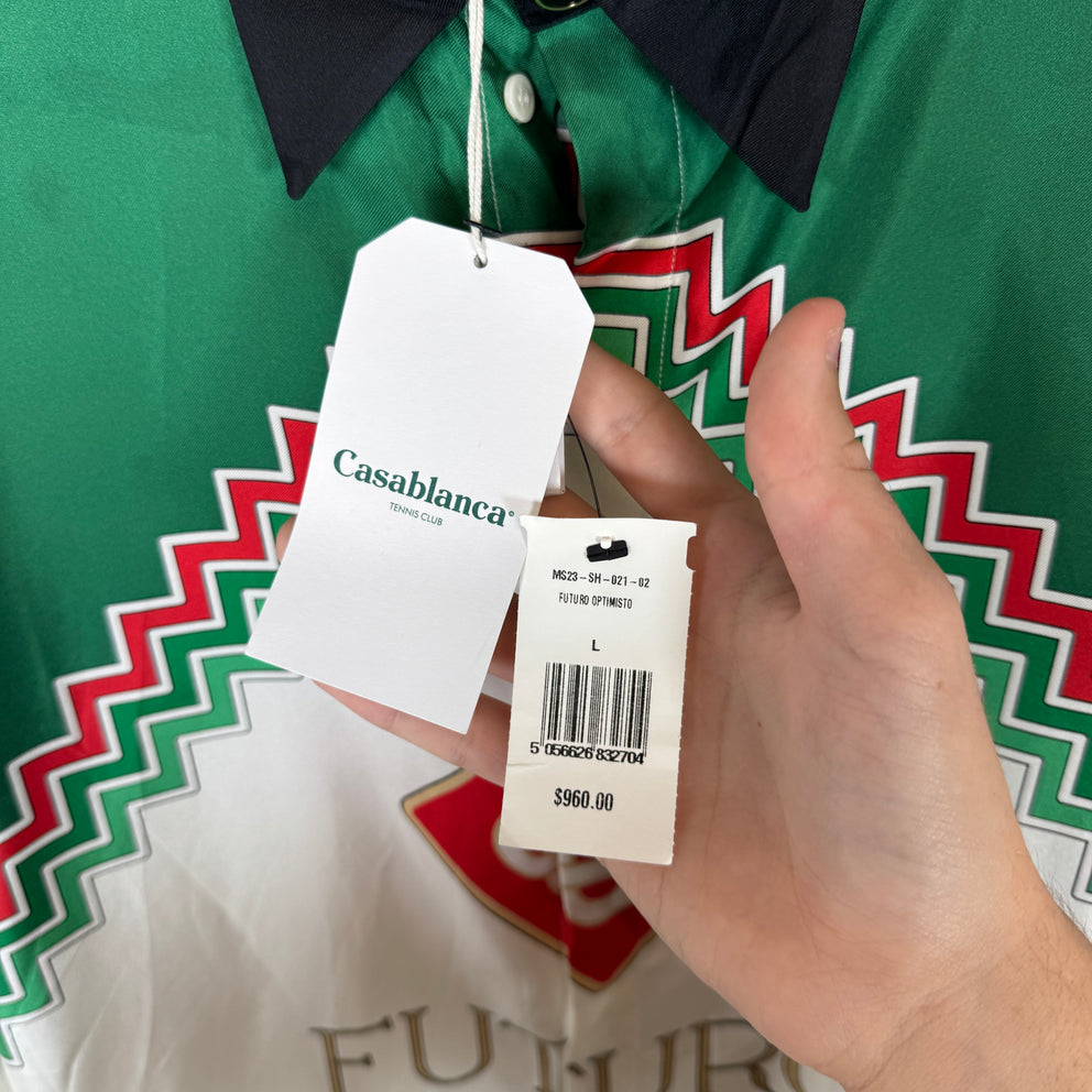 Casablanca Futuro Optimisto Longsleeve Silk Shirt Size L