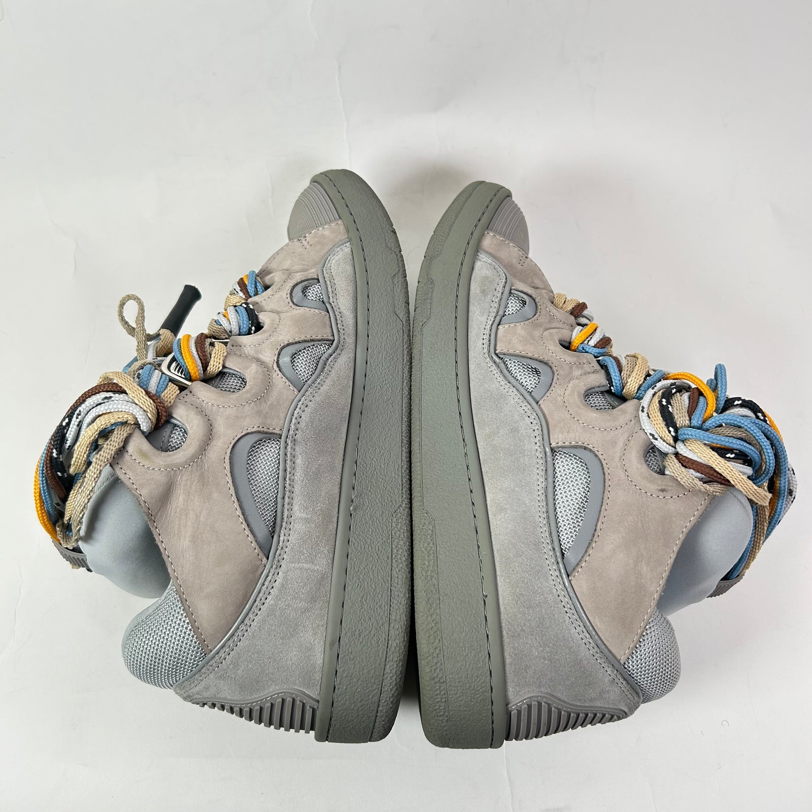 Lanvin Grey Multicolor Lace Curb Sneakers Size 44