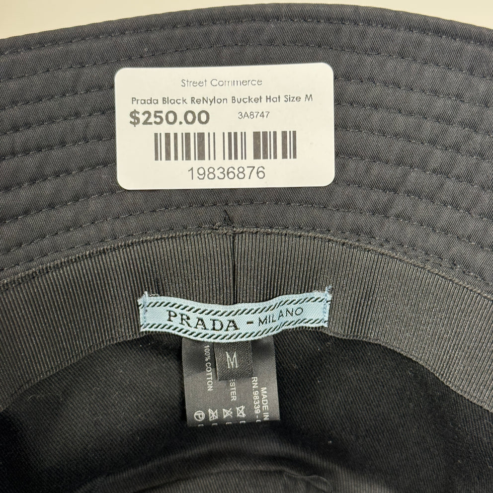 Prada Black ReNylon Bucket Hat Size M