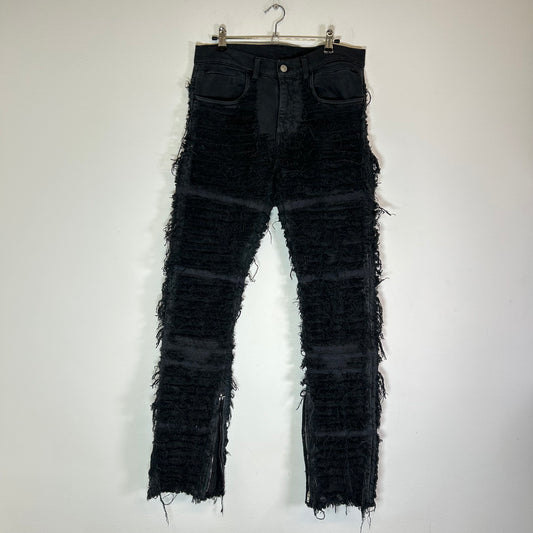 1017 Alyx 9SM x Blackmeans Black Distressed Flare Denim Jeans Size 30