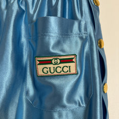 Gucci Shiny Jersey Web Blue Track Pants Size S