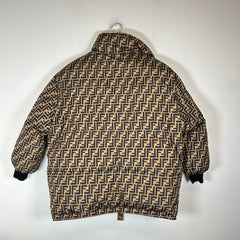 Fendi Brown Reversible Forever FF Monogram Puffer Jacket Size XL