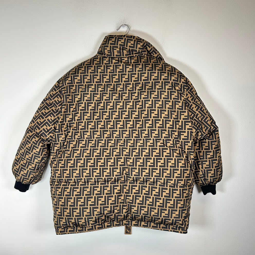 Fendi Brown Reversible Forever FF Monogram Puffer Jacket Size XL