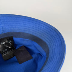 Prada Blue Canvas Plaque Bucket Hat Size XL