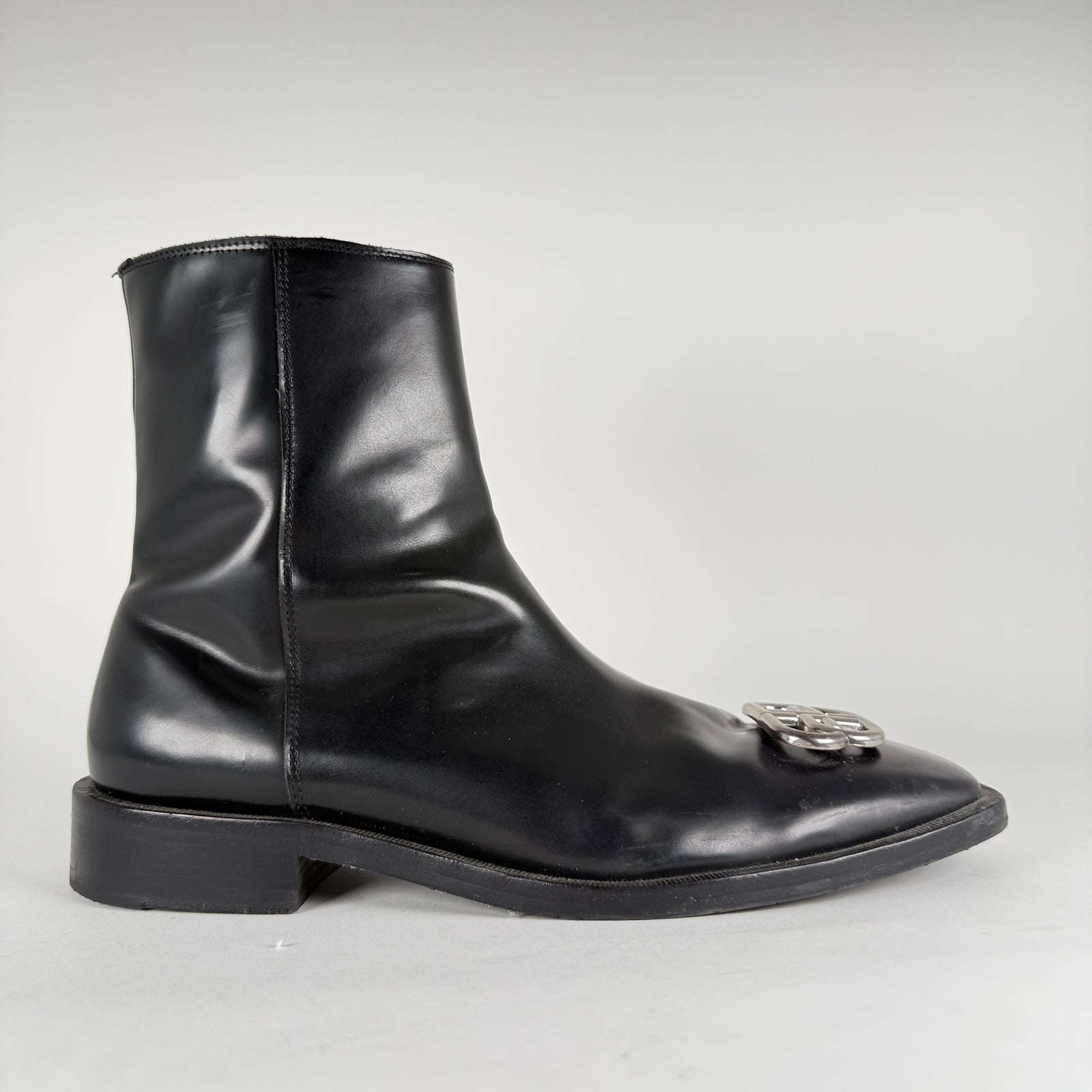 Balenciaga Rim BB Icon Leather Ankle Boots Size 43