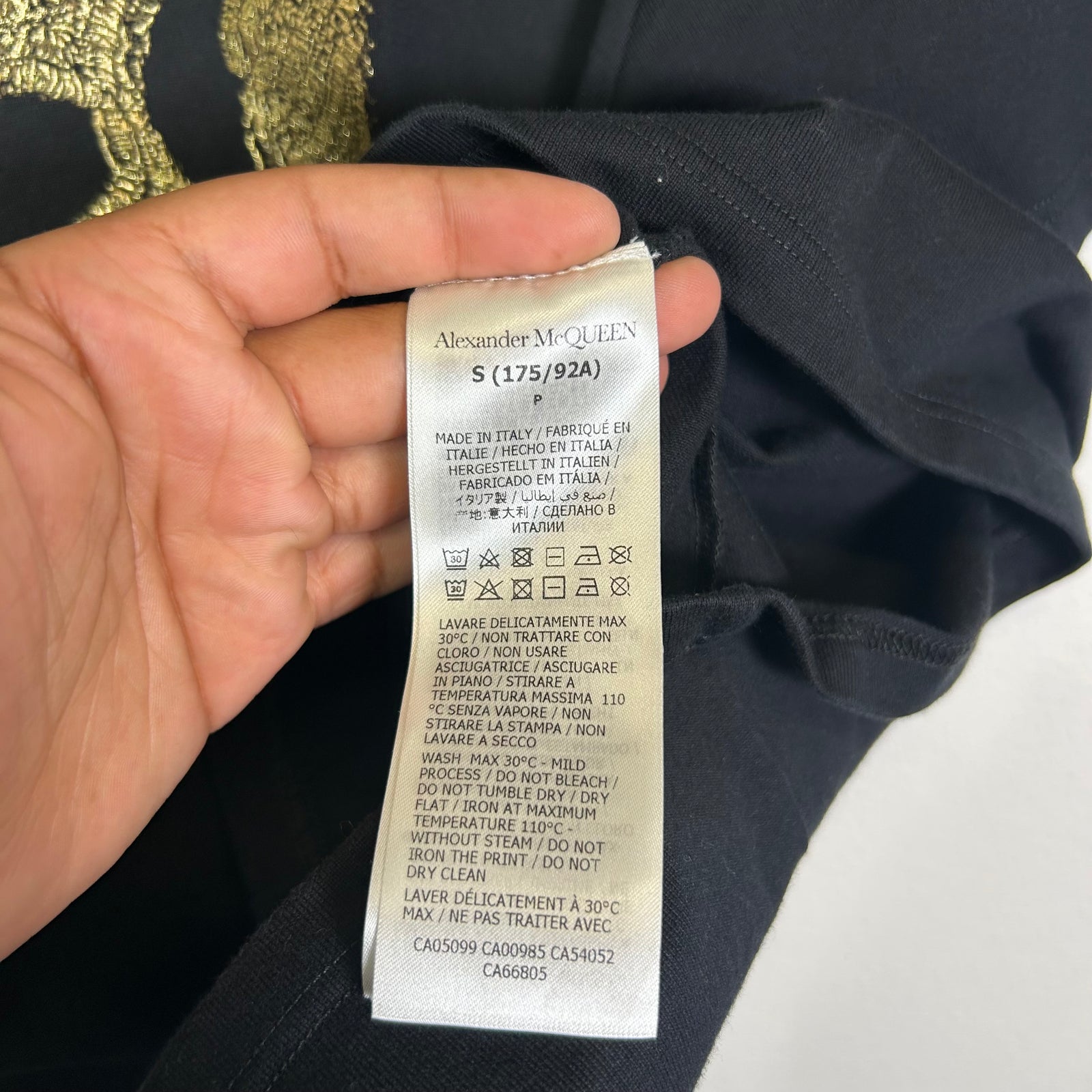Alexander McQueen Black/Gold Embellished Skull T-Shirt Size S