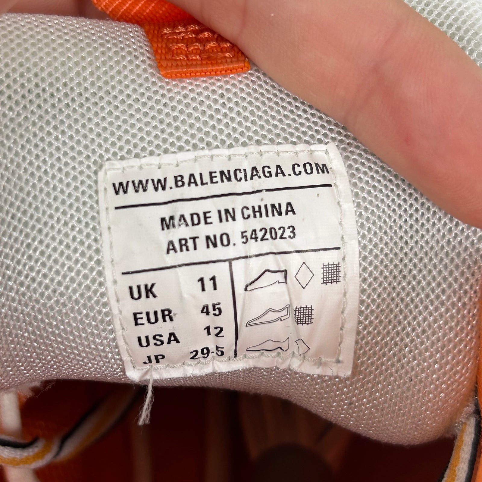 Balenciaga Orange/White Track Sneaker Size 12