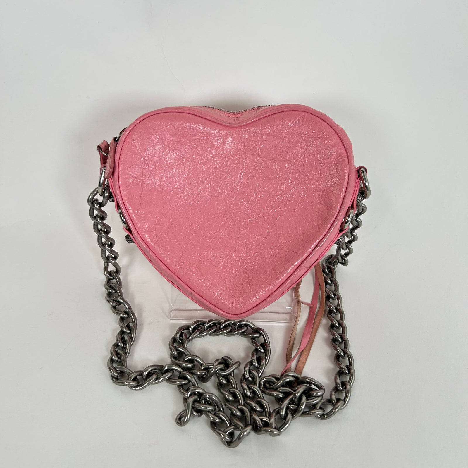 Balenciaga Pink Mini Le Cagole Heart Shoulder Bag