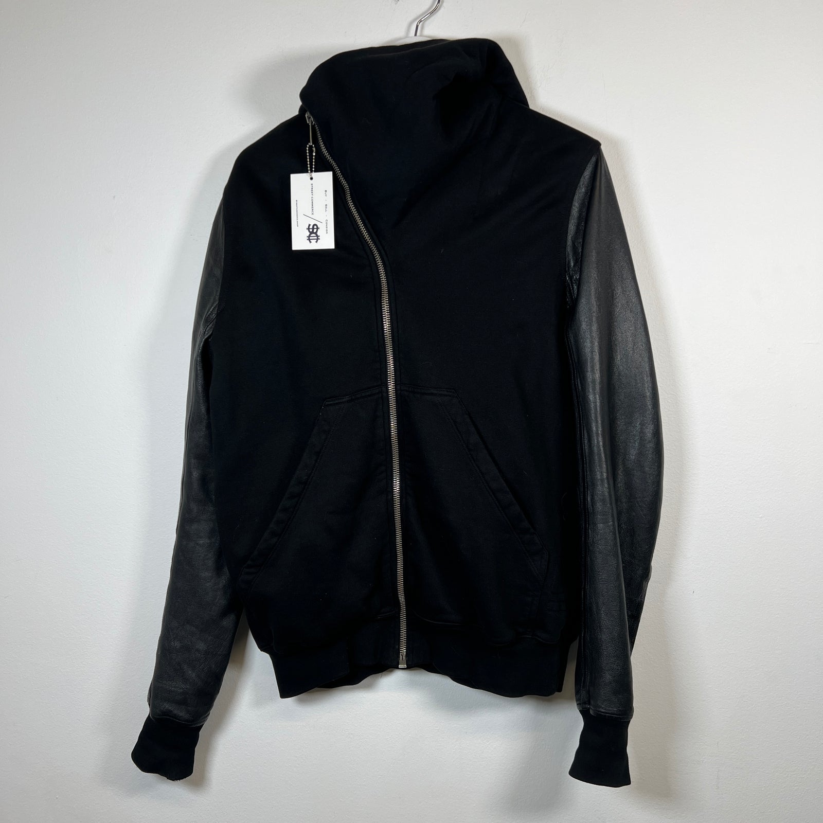 Rick Owens Black Leather Mountain Hoodie