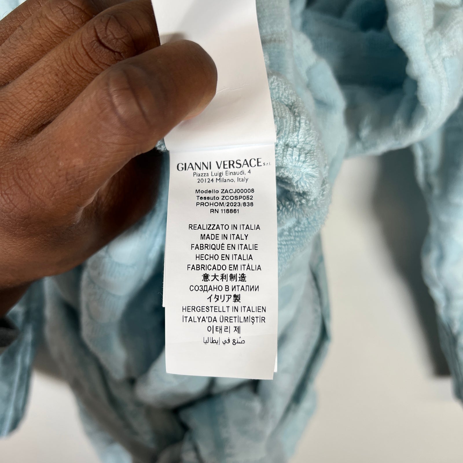 Versace Light Blue Baroque Robe Size S
