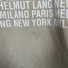 Helmut Lang Tan Neck Logo T-shirt Size M