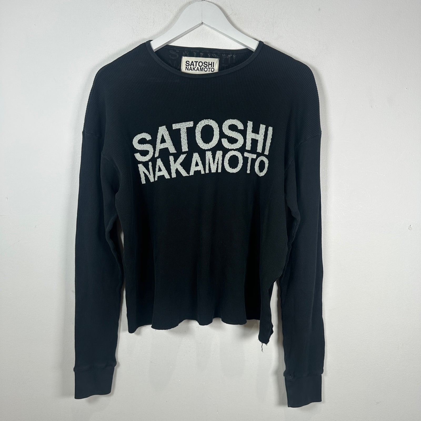 Satoshi Nakamoto Spell Out Logo Black Thermal Longsleeve